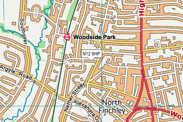 N12 8HP map - OS VectorMap District (Ordnance Survey)