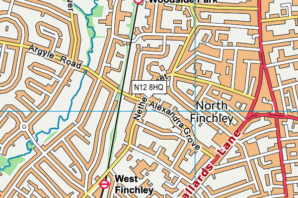 N12 8HQ map - OS VectorMap District (Ordnance Survey)