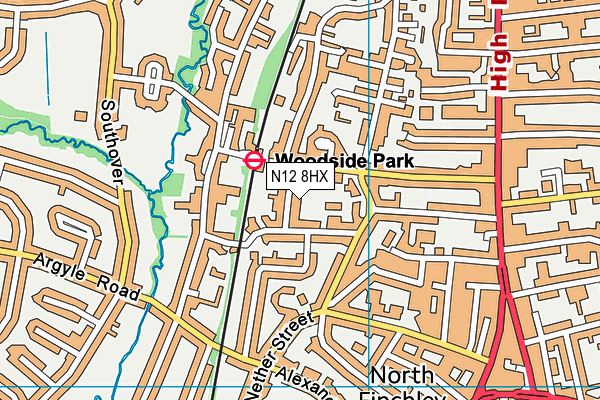 N12 8HX map - OS VectorMap District (Ordnance Survey)