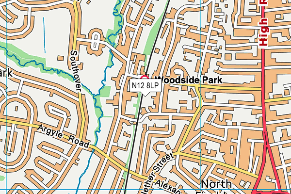 N12 8LP map - OS VectorMap District (Ordnance Survey)