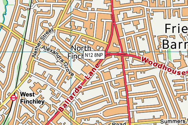 N12 8NP map - OS VectorMap District (Ordnance Survey)