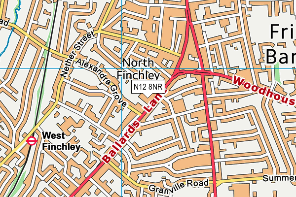 N12 8NR map - OS VectorMap District (Ordnance Survey)