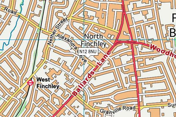 N12 8NU map - OS VectorMap District (Ordnance Survey)