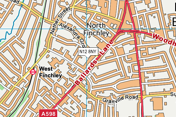 N12 8NY map - OS VectorMap District (Ordnance Survey)