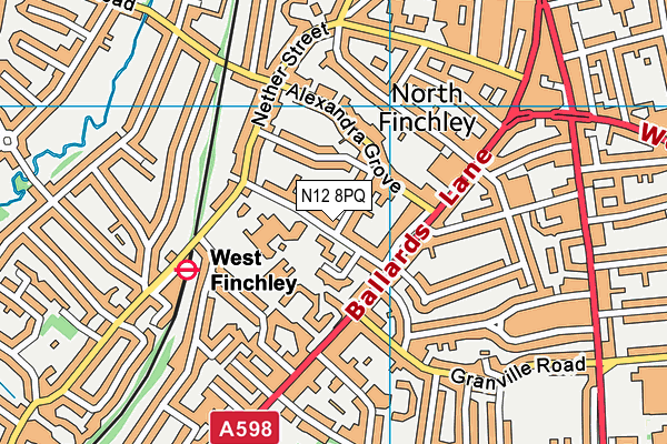 N12 8PQ map - OS VectorMap District (Ordnance Survey)