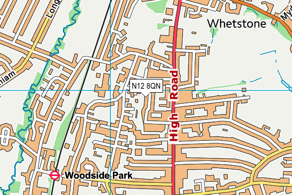 N12 8QN map - OS VectorMap District (Ordnance Survey)