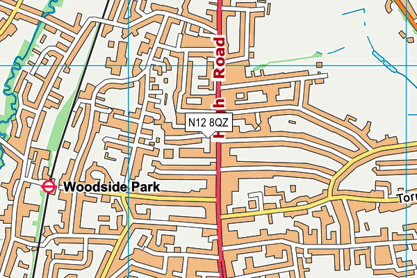 N12 8QZ map - OS VectorMap District (Ordnance Survey)