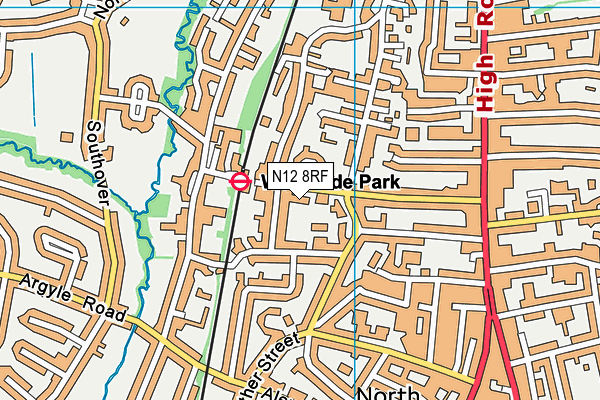 N12 8RF map - OS VectorMap District (Ordnance Survey)