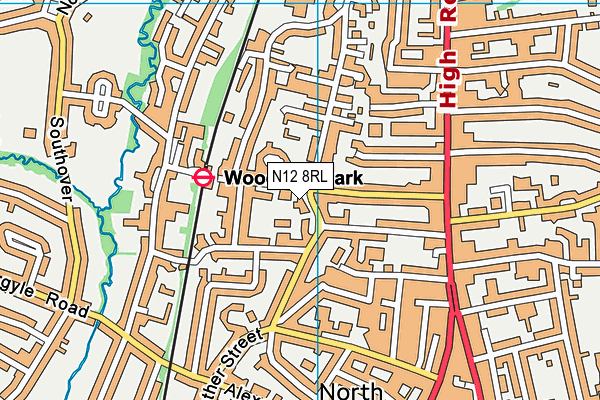 N12 8RL map - OS VectorMap District (Ordnance Survey)