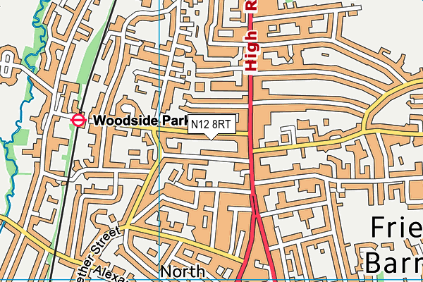 N12 8RT map - OS VectorMap District (Ordnance Survey)