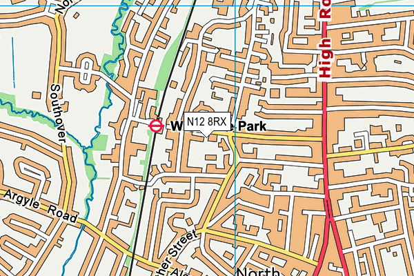 N12 8RX map - OS VectorMap District (Ordnance Survey)