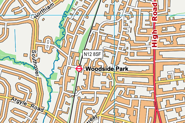 N12 8SF map - OS VectorMap District (Ordnance Survey)