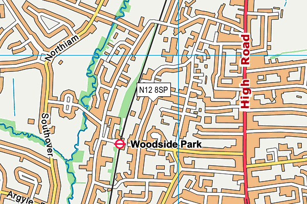 N12 8SP map - OS VectorMap District (Ordnance Survey)