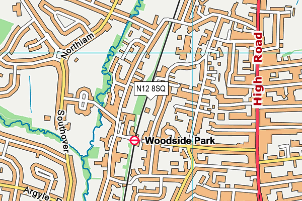 N12 8SQ map - OS VectorMap District (Ordnance Survey)