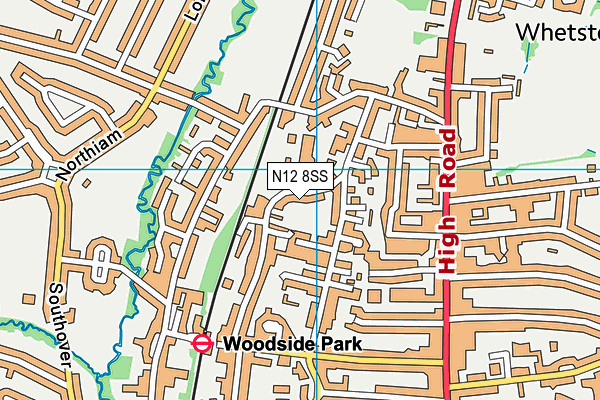 N12 8SS map - OS VectorMap District (Ordnance Survey)