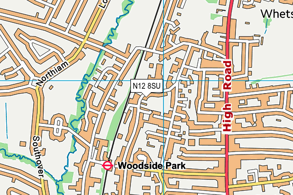 N12 8SU map - OS VectorMap District (Ordnance Survey)