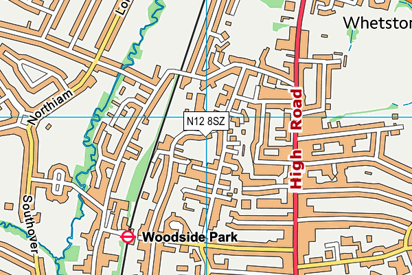 N12 8SZ map - OS VectorMap District (Ordnance Survey)