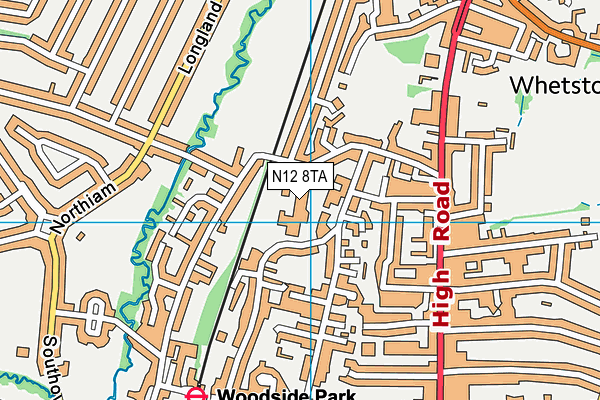 N12 8TA map - OS VectorMap District (Ordnance Survey)