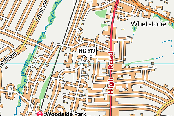 N12 8TJ map - OS VectorMap District (Ordnance Survey)