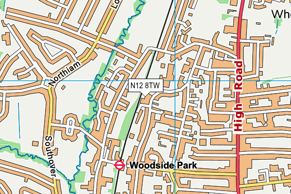 N12 8TW map - OS VectorMap District (Ordnance Survey)