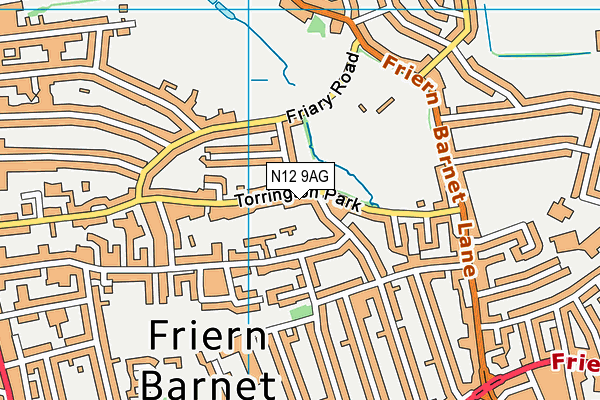 N12 9AG map - OS VectorMap District (Ordnance Survey)