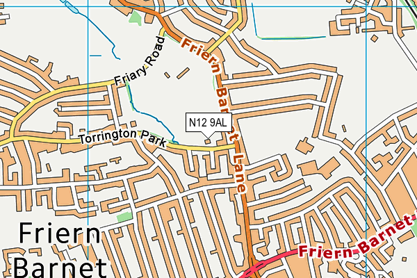 N12 9AL map - OS VectorMap District (Ordnance Survey)