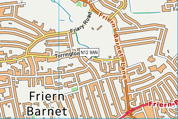 N12 9AN map - OS VectorMap District (Ordnance Survey)