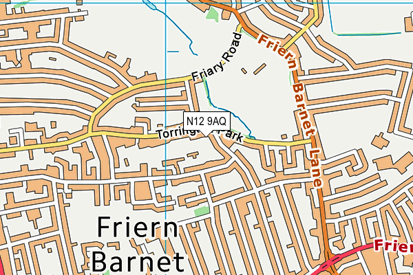 N12 9AQ map - OS VectorMap District (Ordnance Survey)