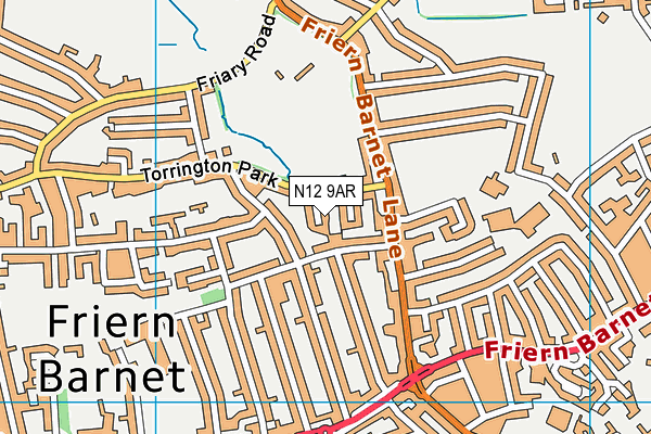 N12 9AR map - OS VectorMap District (Ordnance Survey)