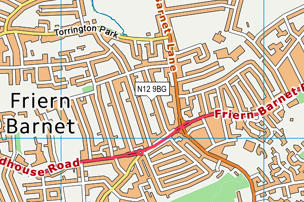 N12 9BG map - OS VectorMap District (Ordnance Survey)