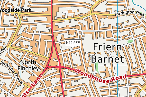 N12 9EE map - OS VectorMap District (Ordnance Survey)