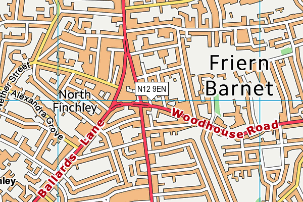 N12 9EN map - OS VectorMap District (Ordnance Survey)