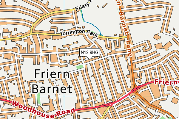 N12 9HG map - OS VectorMap District (Ordnance Survey)