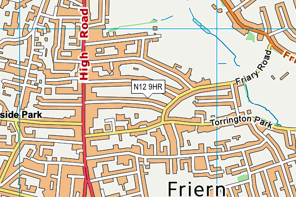 N12 9HR map - OS VectorMap District (Ordnance Survey)
