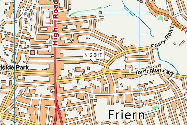 N12 9HT map - OS VectorMap District (Ordnance Survey)