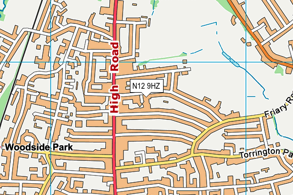 N12 9HZ map - OS VectorMap District (Ordnance Survey)