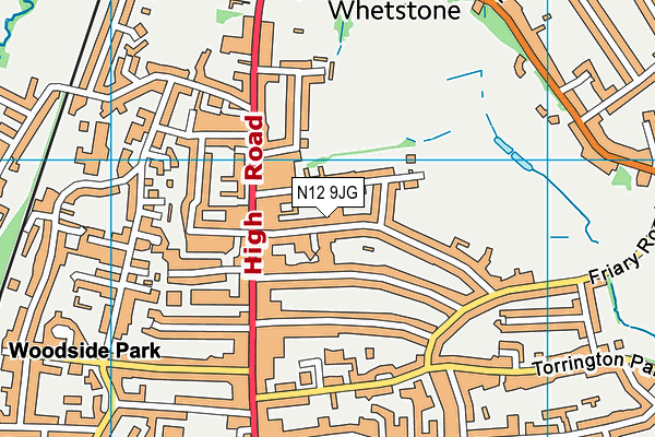 N12 9JG map - OS VectorMap District (Ordnance Survey)