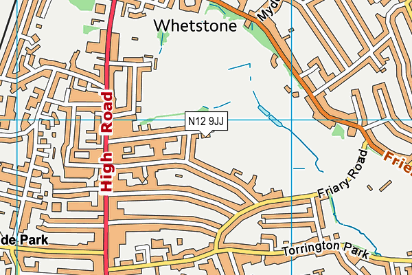 N12 9JJ map - OS VectorMap District (Ordnance Survey)