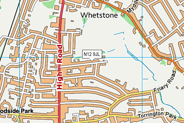 N12 9JL map - OS VectorMap District (Ordnance Survey)