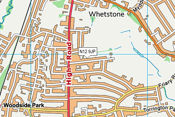 N12 9JP map - OS VectorMap District (Ordnance Survey)
