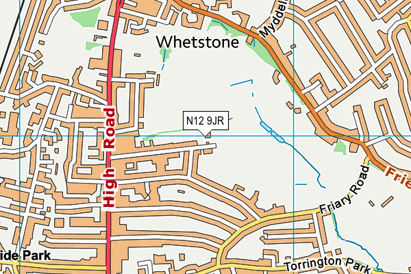 N12 9JR map - OS VectorMap District (Ordnance Survey)