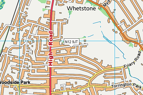 N12 9JT map - OS VectorMap District (Ordnance Survey)