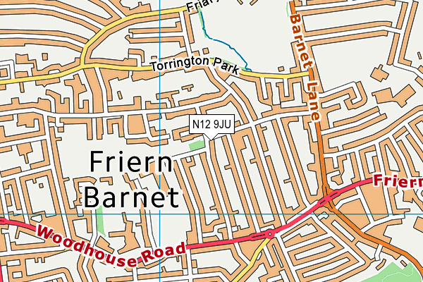 N12 9JU map - OS VectorMap District (Ordnance Survey)