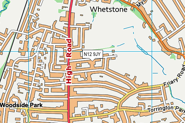 N12 9JY map - OS VectorMap District (Ordnance Survey)