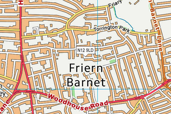 N12 9LD map - OS VectorMap District (Ordnance Survey)