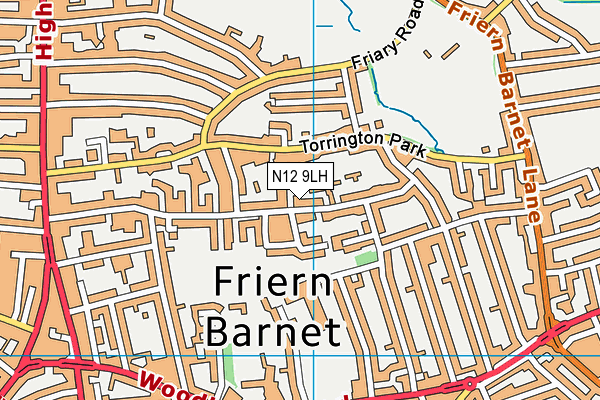 N12 9LH map - OS VectorMap District (Ordnance Survey)