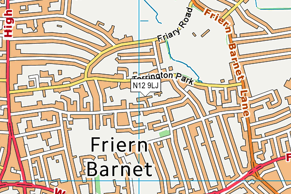 N12 9LJ map - OS VectorMap District (Ordnance Survey)