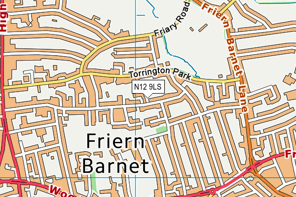 N12 9LS map - OS VectorMap District (Ordnance Survey)