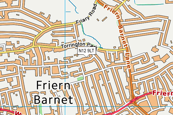 N12 9LT map - OS VectorMap District (Ordnance Survey)