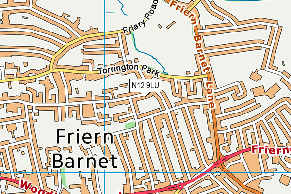 N12 9LU map - OS VectorMap District (Ordnance Survey)